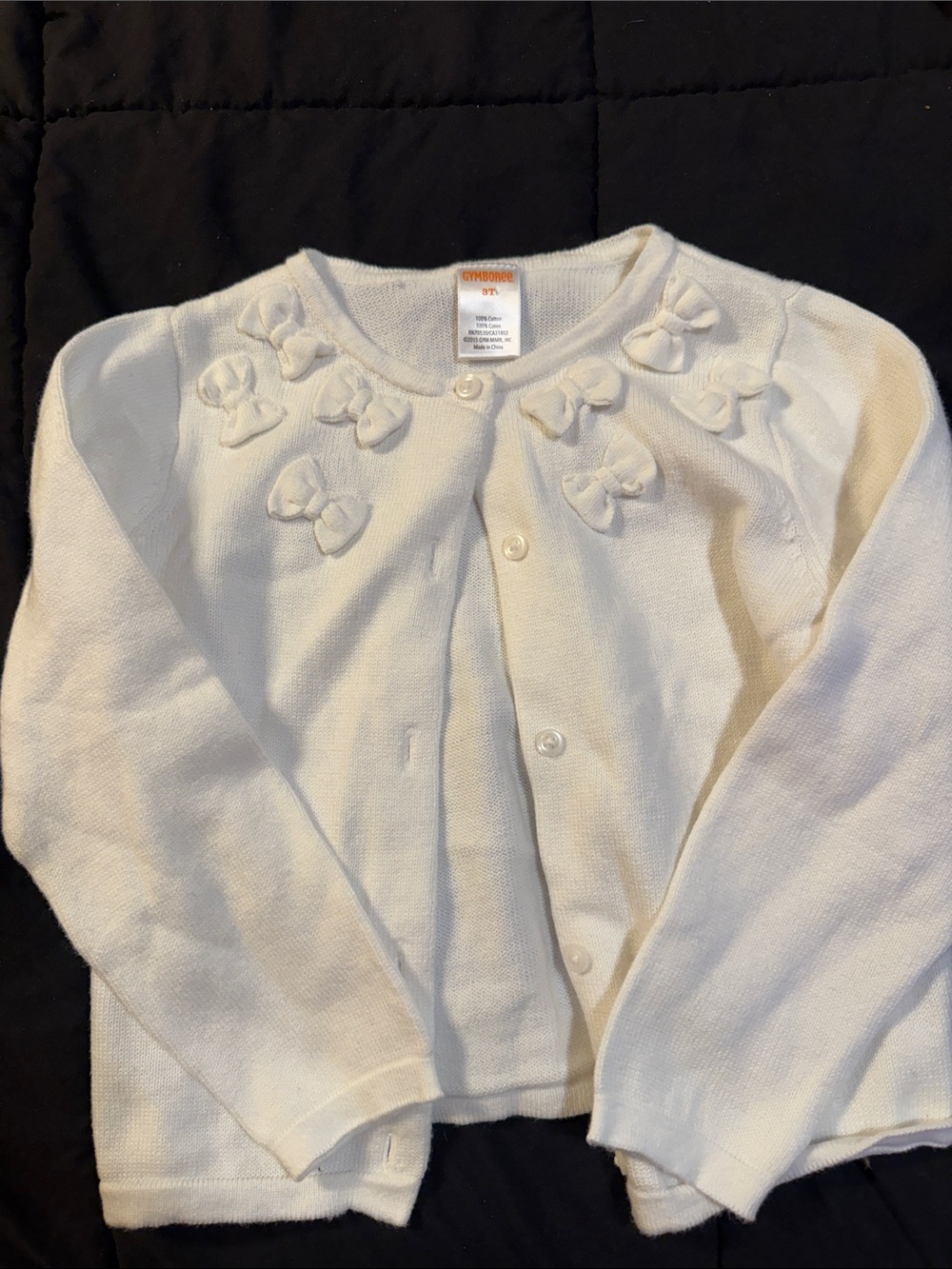 Gymboree Cream Bow-Appliqué Girls Cardigan